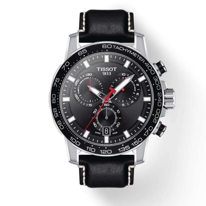 Tissot Supersport Chrono Black Dial Black Leather Strap Watch for Men - T125.617.16.051.00 Buy Now By Tissot