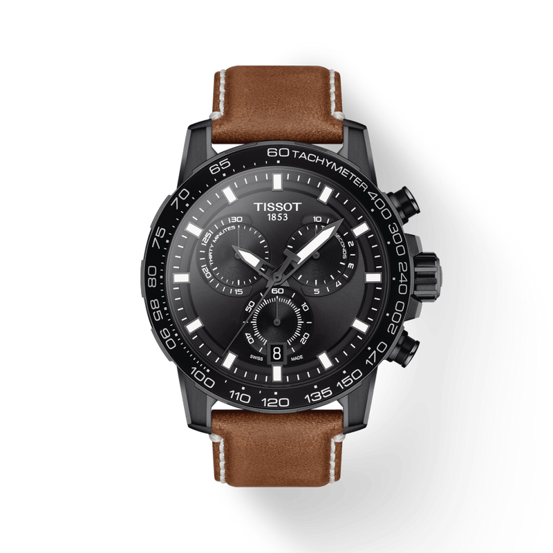 Tissot Supersport Chrono Black Dial Brown Leather Strap Watch for Men - T125.617.36.051.01 Buy Now By Tissot