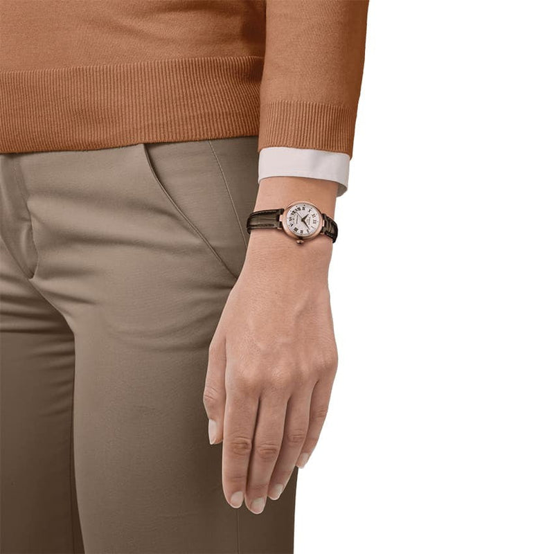 Tissot Bellissima Automatic Silver Dial Brown Leather Strap Watch For Women - T126.207.36.013.00 Buy Now By Tissot