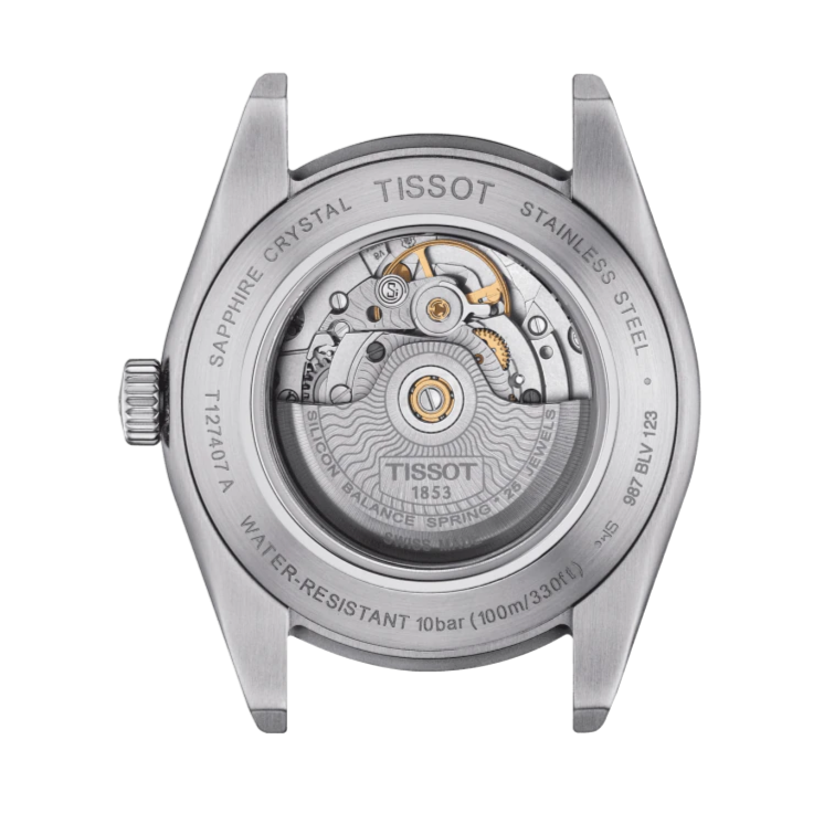 Tissot Gentleman Powermatic 80 Silicium Black Dial Silver Steel Strap Watch For Men - T127.407.11.061.01