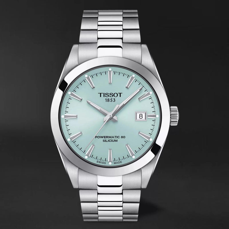 Tissot Gentleman Powermatic 80 Silicium Ice Blue Silver Steel Strap Watch For Men - T127.407.11.351.00 Buy Now By Tissot