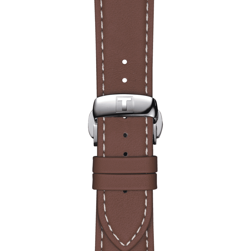 Tissot Gentleman Powermatic 80 Silicium Blue Dial Brown Leather Strap Watch For Men - T127.407.16.041.00