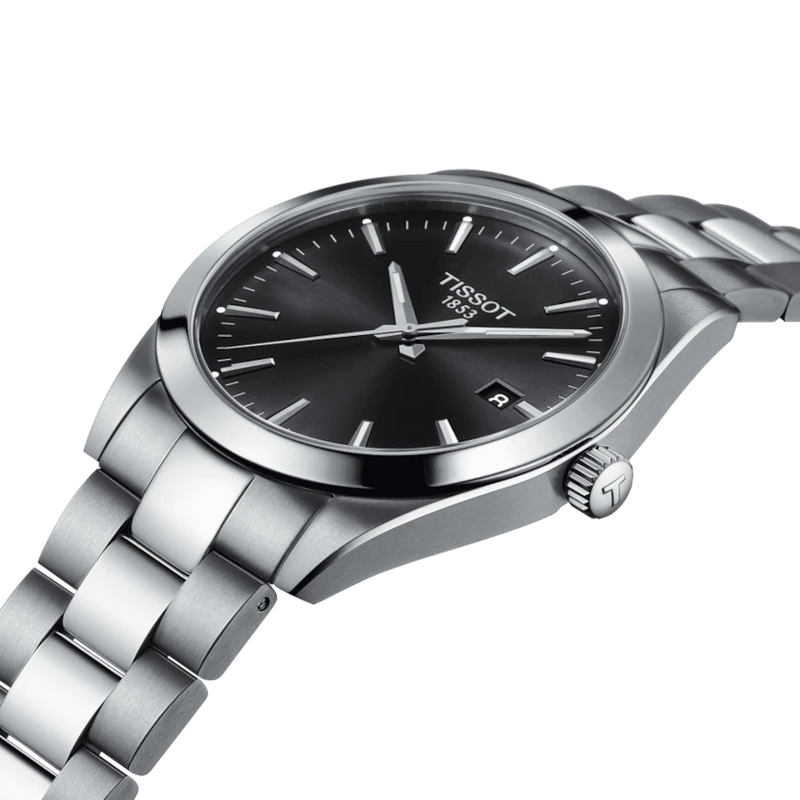 Tissot Gentleman Black Dial Silver Steel Strap Watch For Men - T127.410.11.051.00