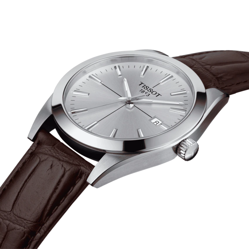 Tissot Gentlemen Silver Dial Brown Leather Strap Watch for Men - T127.410.16.031.01 Buy Now By Tissot