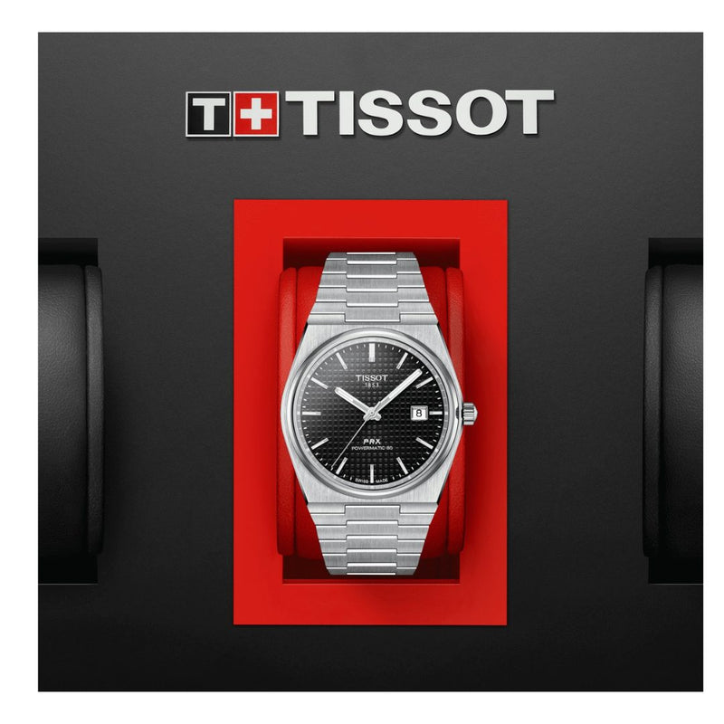 Tissot PRX Powermatic 80 Black Dial Silver Steel Strap Watch For Men - T137.407.11.051.00 Buy Now By Tissot