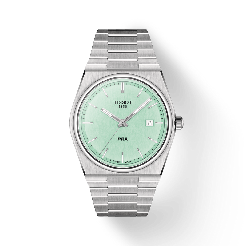 Tissot PRX Quartz Light Green Dial Silver Steel Strap Watch for Men - T137.410.11.091.01 Buy Now By Tissot