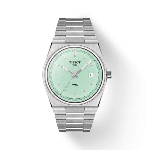 Tissot PRX Quartz Light Green Dial Silver Steel Strap Watch for Men - T137.410.11.091.01