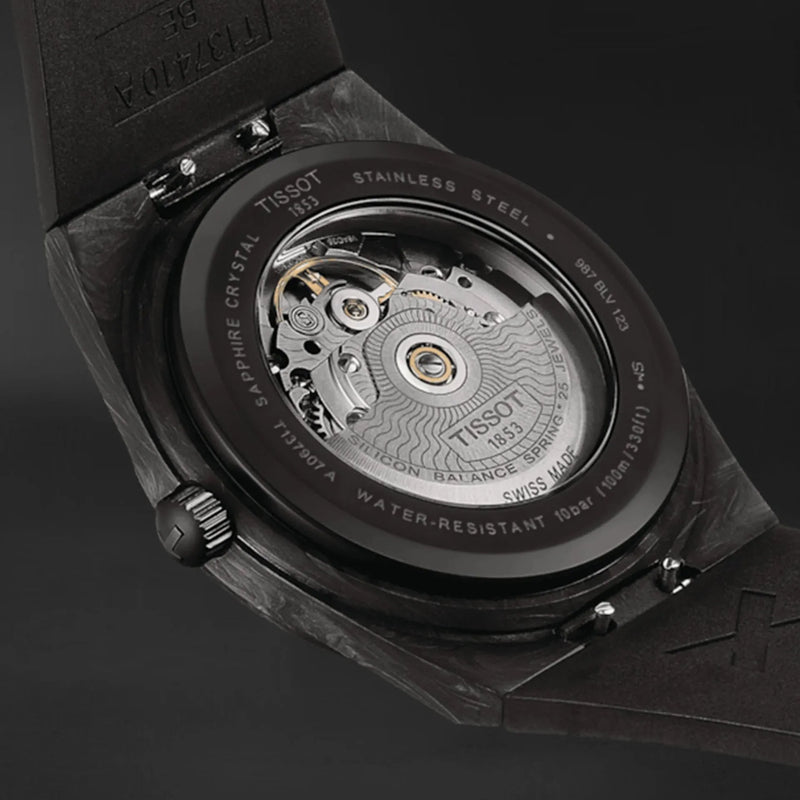 Shop Tissot PRX Powermatic 80 Carbon Black Dial Black Rubber Strap Watch for Men - T137.907.97.201.00 in USA