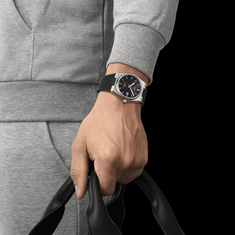 Tissot PRX Powermatic 80 Black Dial Black Rubber Strap Watch for Men - T137.407.17.051.00 Buy Now By Tissot