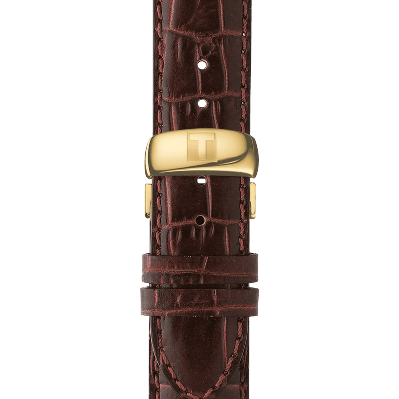 Tissot Le Locle Automatic Gold Dial Brown Leather Strap Watch For Men - T41.5.413.73