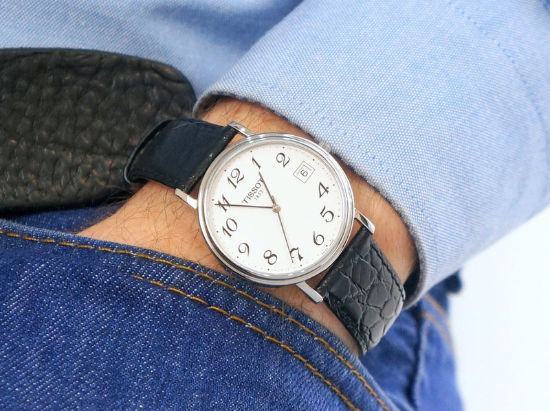 Tissot T Classic Desire White Dial Black Leather Strap Watch For Men - T52.1.421.12 Buy Now By Tissot