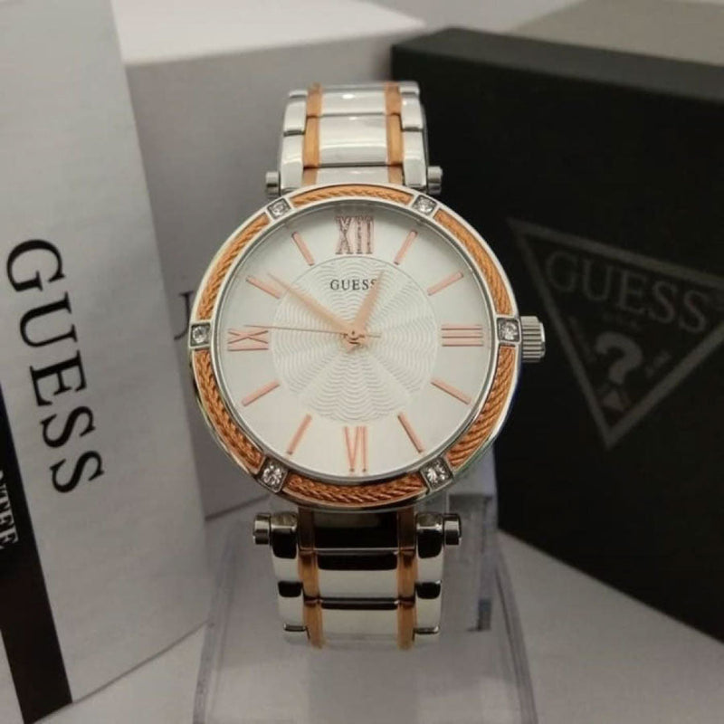 Guess Park Ave Silver Dial Two Tone Steel Strap Watch for Women - W0636L1 Buy Now By Guess
