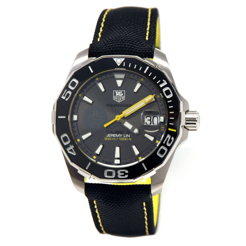 Tag Heuer Aquaracer Jeremy Lin Special Edition Grey Dial Black Nylon Strap Watch for Men - WAY211F.FC6362 Buy Now By Tag Heuer