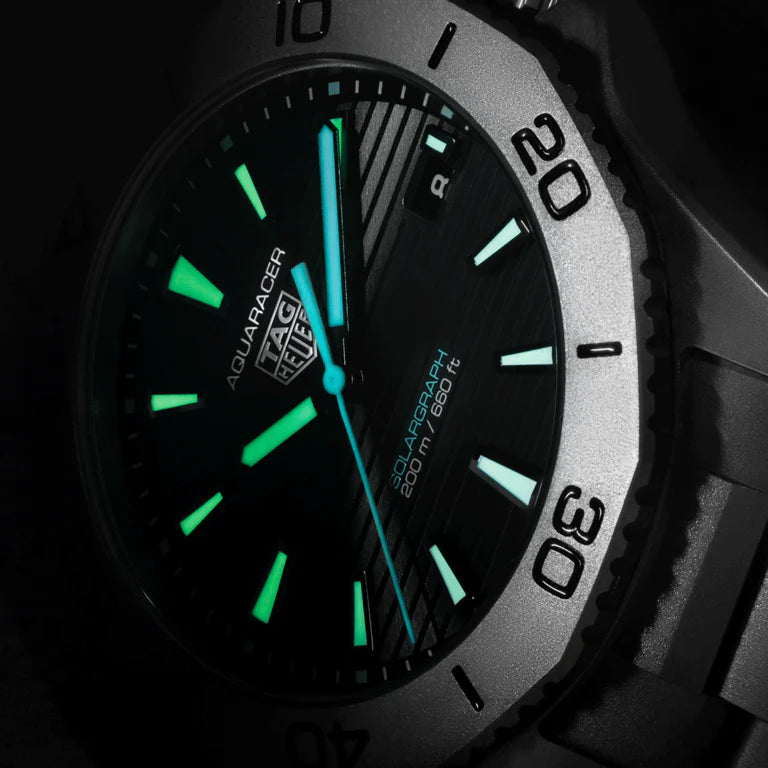 Tag Heuer Aquaracer Professional 200 Solargraph Quartz Black Dial Silver Steel Strap Watch for Men - WBP1180.BF0000