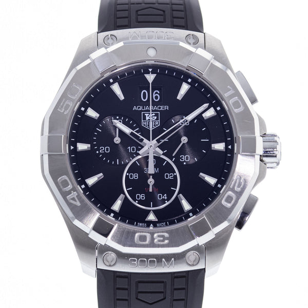 Tag Heuer Aquaracer Chronograph Black Dial Black Rubber Strap Watch for Men - CAY1110.FT6041