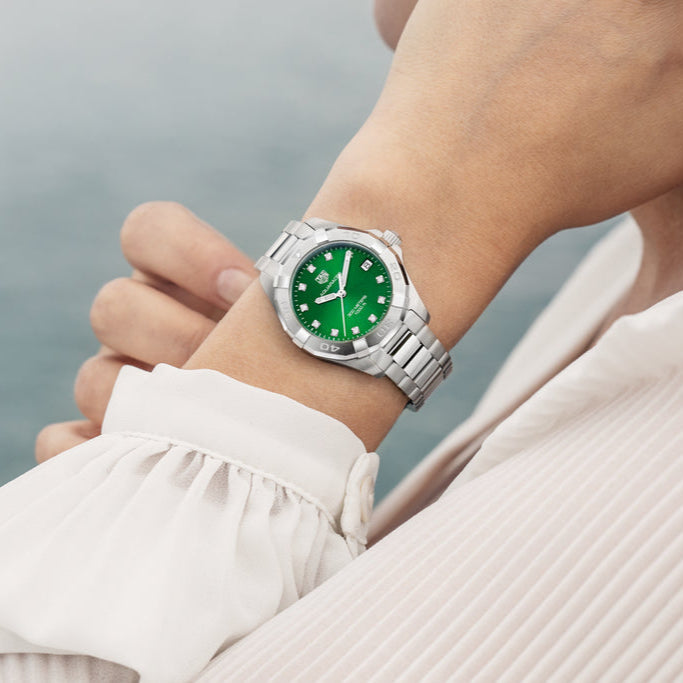 Tag Heuer Aquaracer Diamonds Emerald Green Dial Watch for Women - WBD1316.BA0740