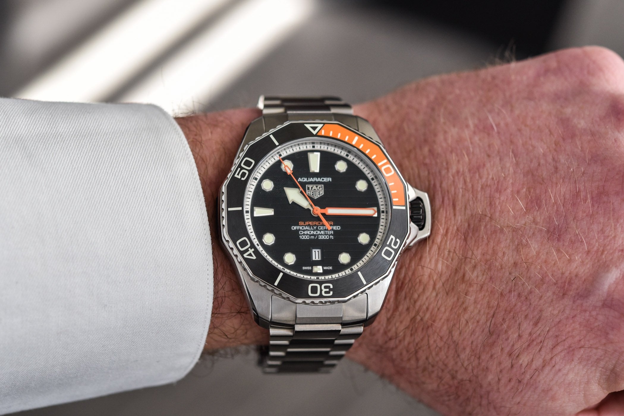 Tag Heuer Aquaracer Professional 1000 Superdiver Automatic Black Dial Silver Steel Strap Watch for Men - WBP5A8A.BF0619
