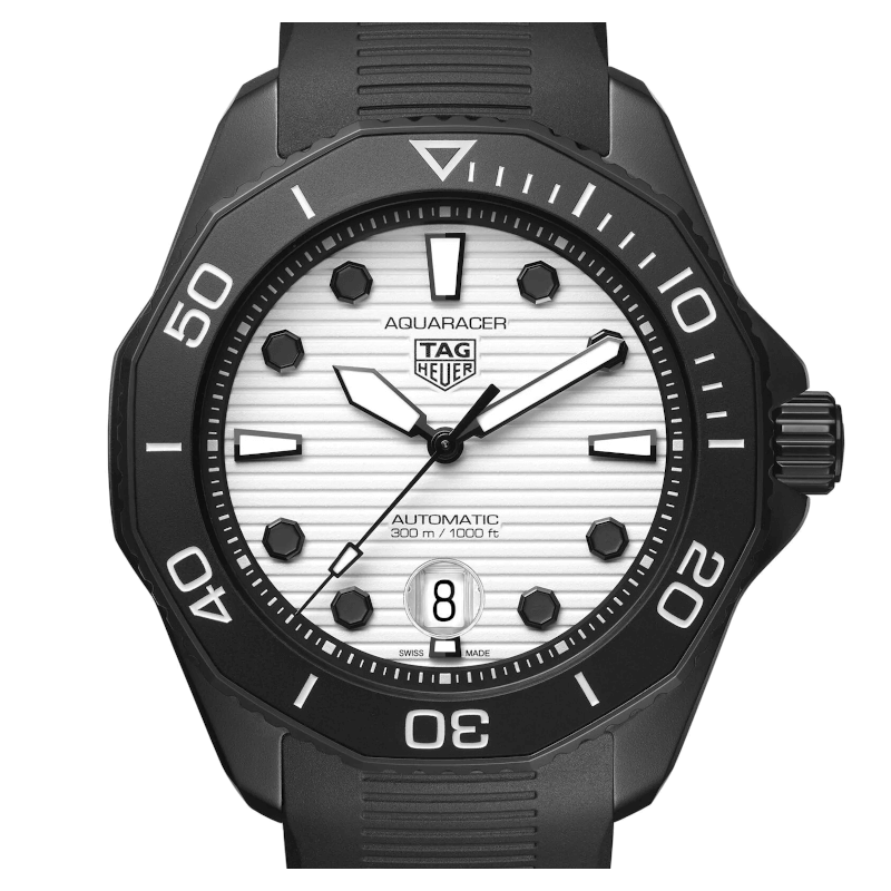 Tag Heuer Aquaracer Professional 300 Automatic White Dial Black Rubber Strap Watch for Men - WBP201D.FT6197 Buy Now By Tag Heuer