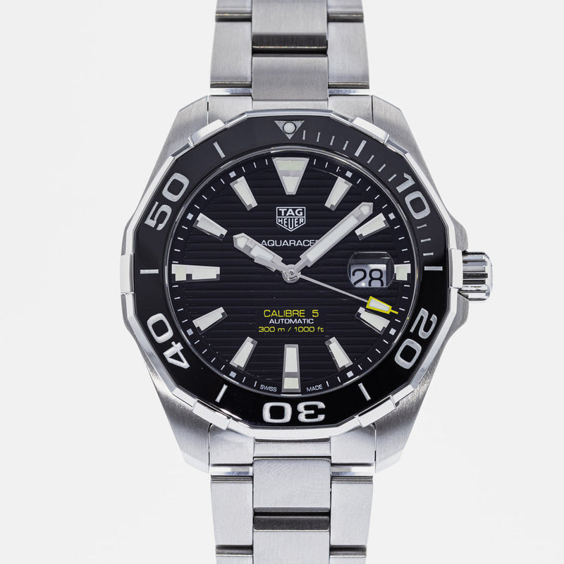 Tag Heuer Aquaracer Black Dial Silver Steel Strap Strap Watch for Men - WAY201A.BA0927 Buy Now By Tag Heuer