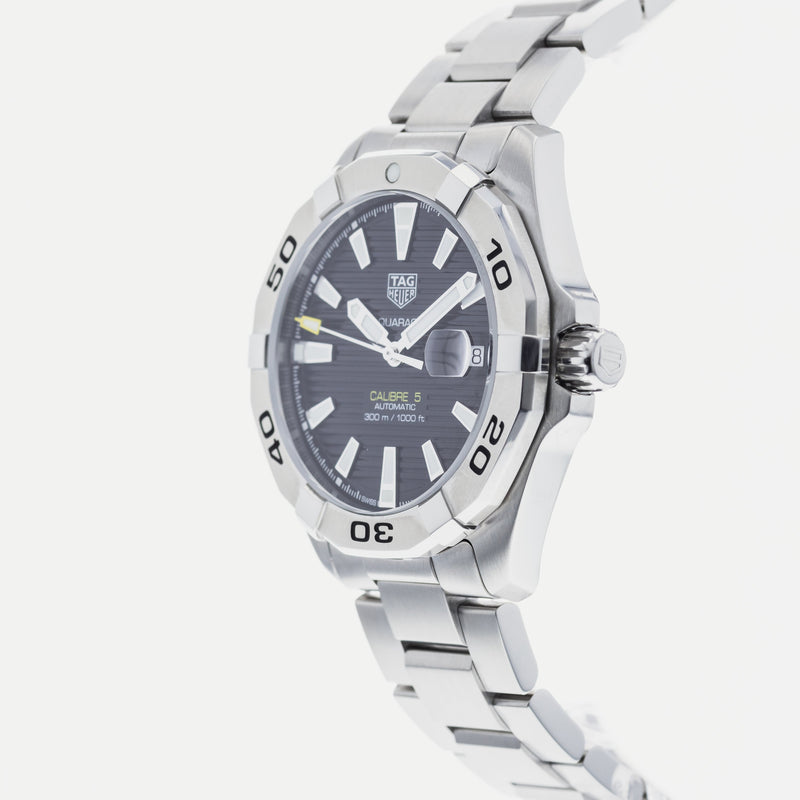 Shop Tag Heuer Aquaracer Automatic Caliber 5 Black Dial Silver Steel Strap Watch for Men - WBD2110.BA0928 in USA