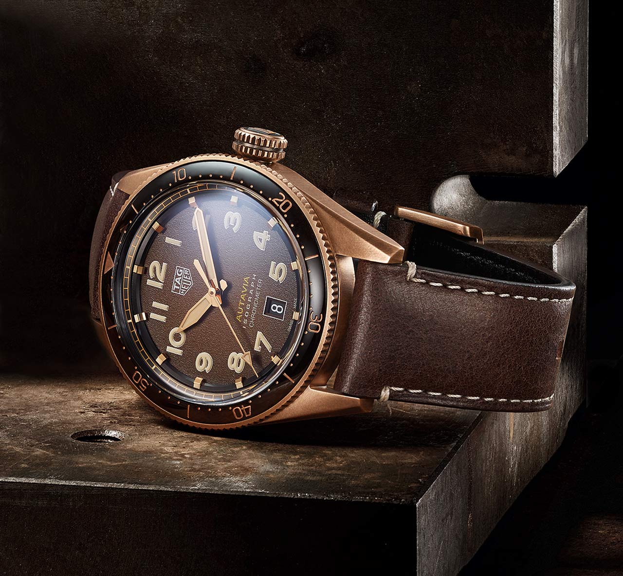 Tag Heuer Autavia Brown Dial Brown Leather Strap Watch for Men - WBE5191.FC8276