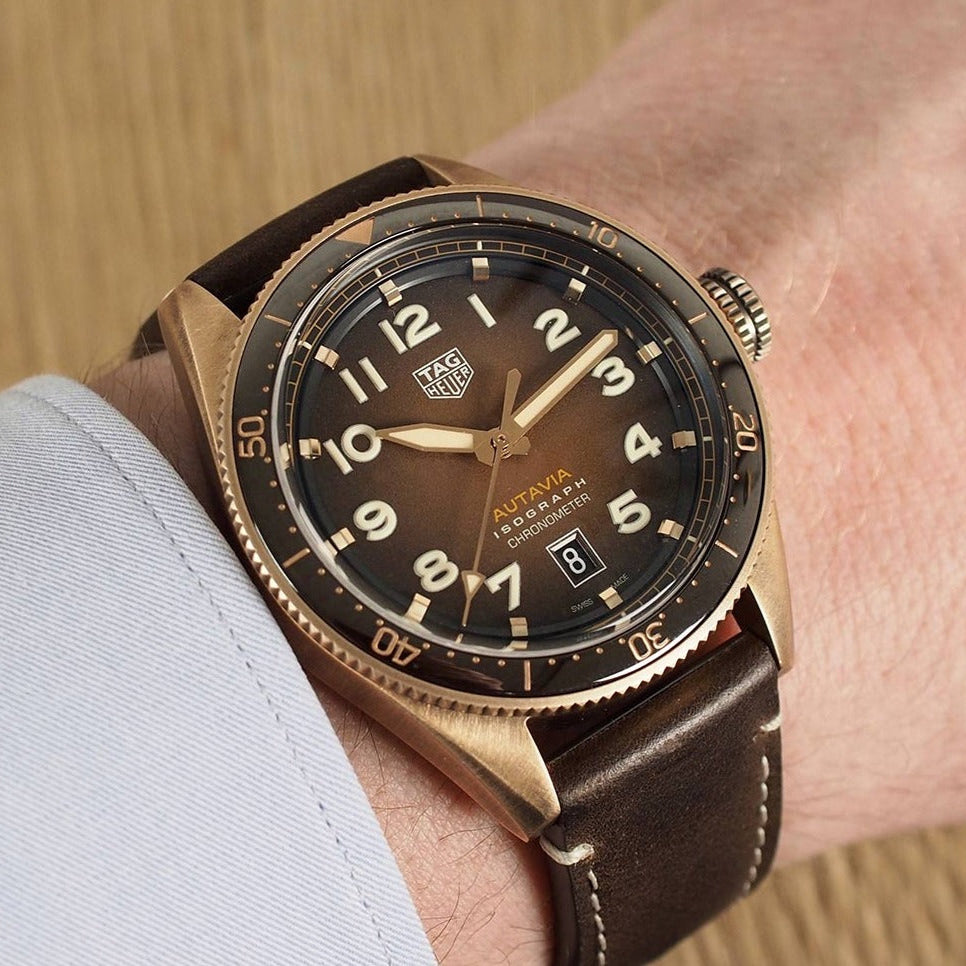 Tag Heuer Autavia Brown Dial Brown Leather Strap Watch for Men - WBE5191.FC8276