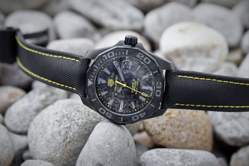 Tag Heuer Aquaracer Calibre 5 Black NATO Strap Carbon Dial Watch for Men - WBD218B.FC6446 Buy Now By Tag Heuer