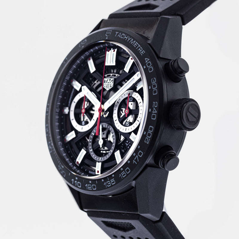 Tag Heuer Carrera Chronograph Steel & Ceramic Black Dial Black Rubber Strap Watch for Men - CBG2090.FT6145 Buy Now By Tag Heuer