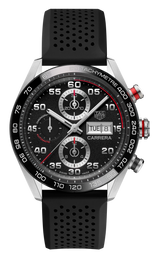 Tag Heuer Carrera Chronograph Black Dial Black Rubber Strap Watch for Men - CBN2A1AA.FT6228 Buy Now By Tag Heuer