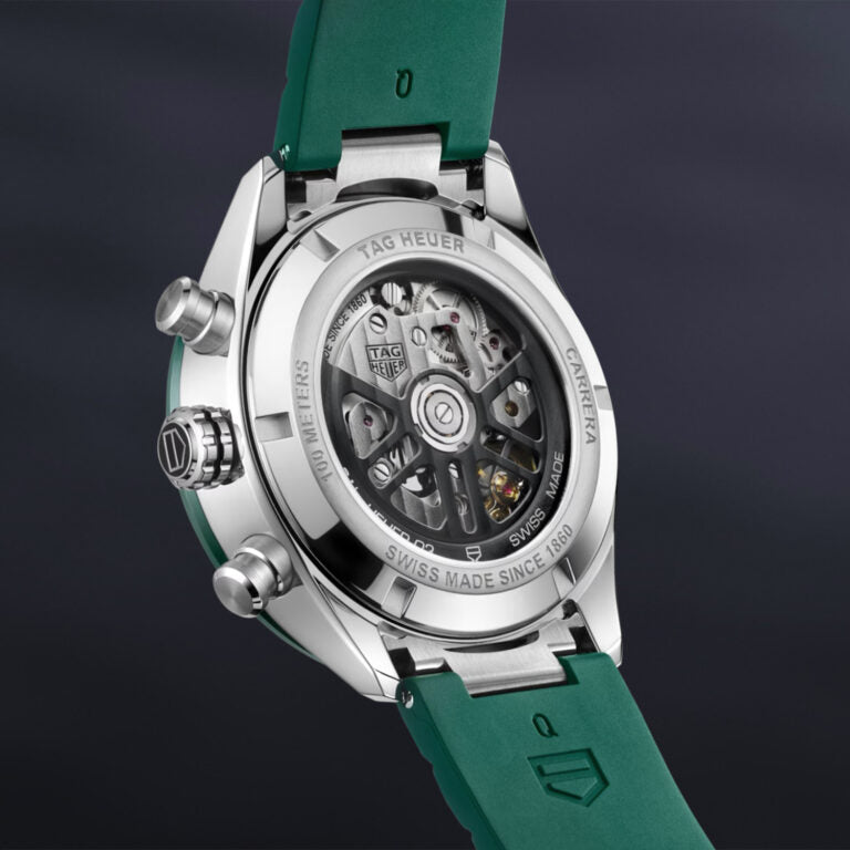 Tag Heuer Carrera Chronograph 44mm Green Dial Green Steel Strap Watch for Men - CBN2A1N.FT6238 Buy Now By Tag Heuer