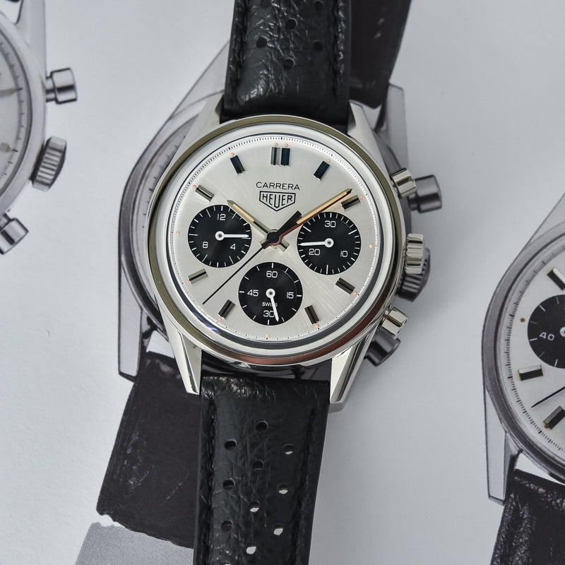 Tag Heuer Carrera Chronograph 60th Anniversary Silver Dial Black Leather Strap Watch for Men - CBK221H.FC8317 Buy Now By Tag Heuer