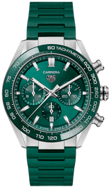 Tag Heuer Carrera Chronograph 44mm Green Dial Green Steel Strap Watch for Men - CBN2A1N.FT6238 Buy Now By Tag Heuer