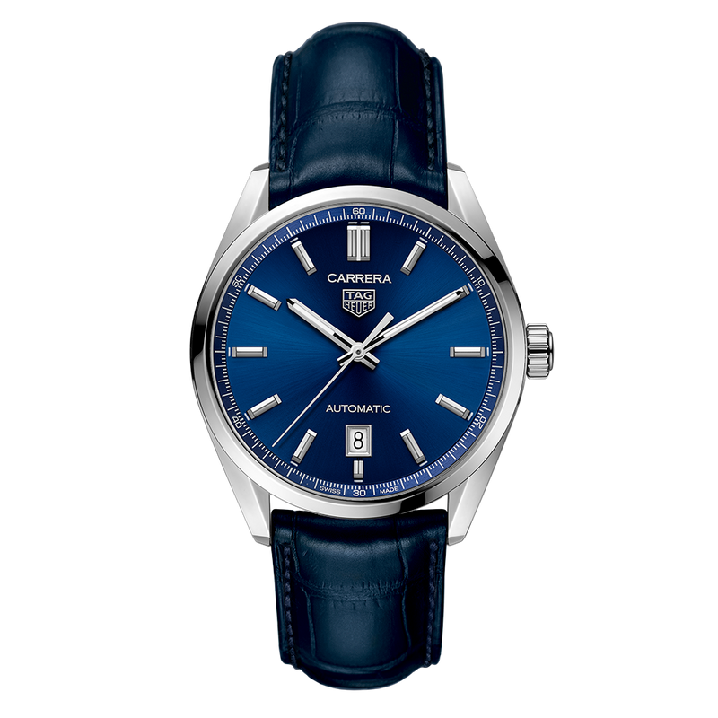 Tag Heuer Carrera Date Blue Dial Blue Leather Strap Watch for Men - WBN2112.FC6504 Buy Now By Tag Heuer