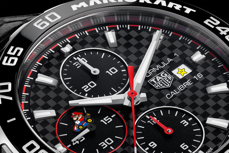 Shop Tag Heuer Formula 1 Mario Kart Chronograph Tourbillion Black Dial Black Leather Strap Watch for Men - CAZ5080.FC6517 in USA