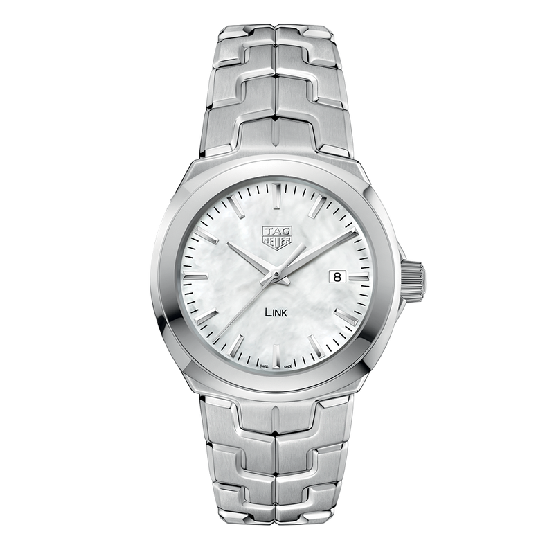 Shop Tag Heuer Link Quartz Mother of Pearl Dial Silver Steel Strap Watch for Women - WBC1310.BA0600 in USA