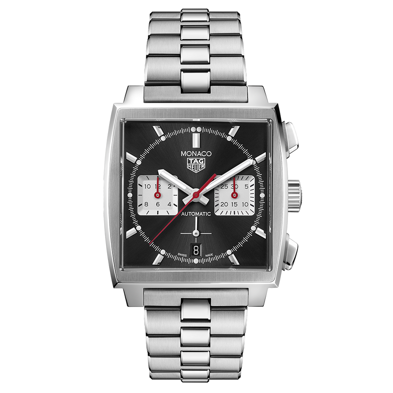 Tag Heuer Monaco Automatic Chronograph Black Dial Silver Steel Strap Watch for Men - CBL2113.BA0644 Buy Now By Tag Heuer