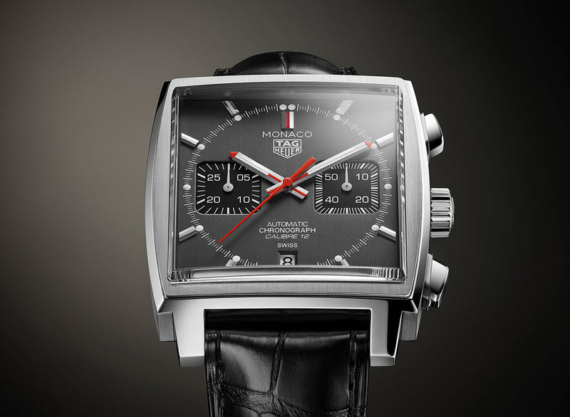 Tag Heuer Monaco Calibre 12 Final Edition Chronograph Grey Dial Black Leather Strap Watch for Men - CAW211J.FC6476 Buy Now By Tag Heuer