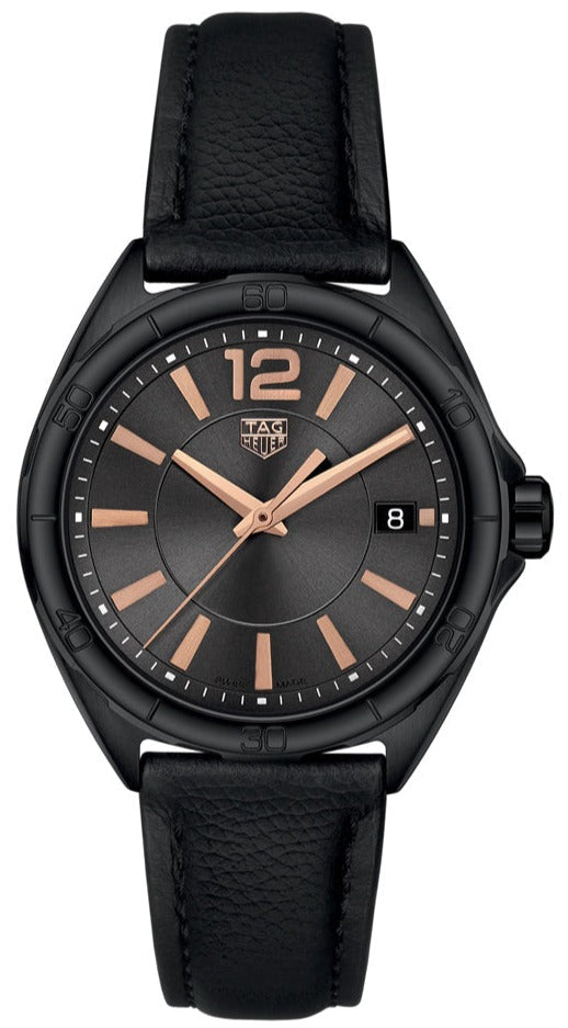 Shop Tag Heuer Formula 1 Quartz Black Dial Black Leather Strap Watch for Women - WBJ1314.FC8230 in USA