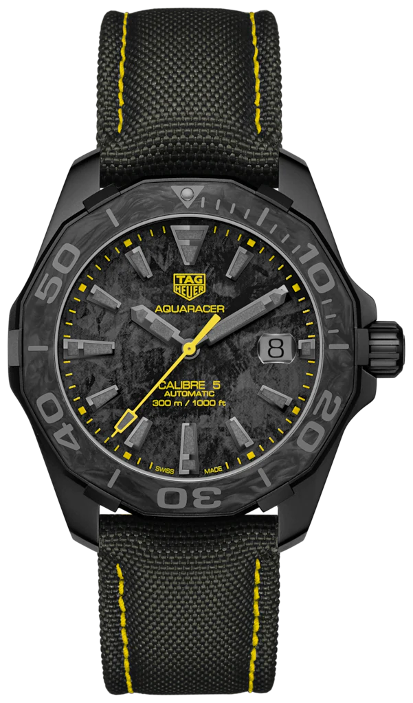 Tag Heuer Aquaracer Calibre 5 Black NATO Strap Carbon Dial Watch for Men - WBD218B.FC6446 Buy Now By Tag Heuer