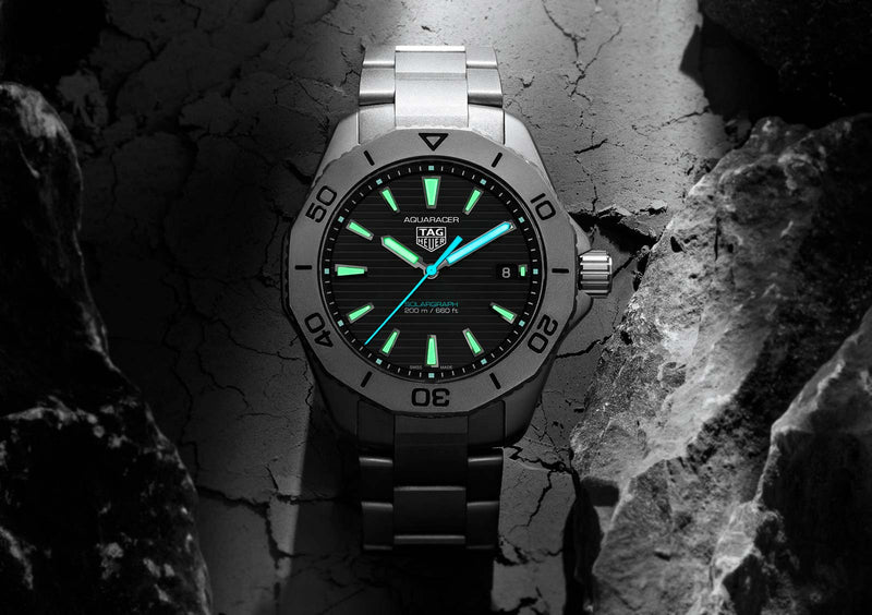 Tag Heuer Aquaracer Professional 200 Solargraph Quartz Black Dial Silver Steel Strap Watch for Men - WBP1180.BF0000