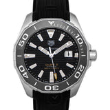 Shop Tag Heuer Aquaracer Calibre 5 Automatic Black Dial Black Rubber Strap Watch for Men - WAY201A.FT6142 in USA