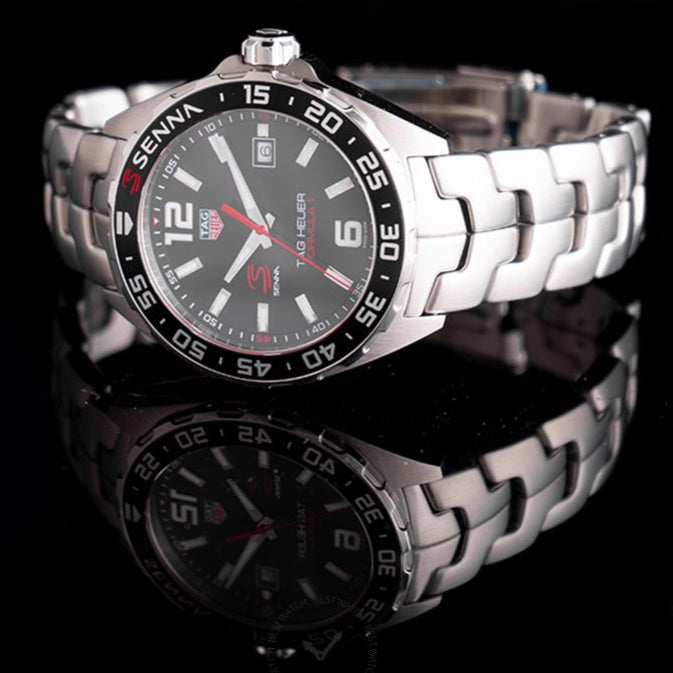 Shop Tag Heuer Formula 1 Senna Limited Edition Black Dial Silver Steel Strap Watch for Men - WAZ1012.BA0883 in USA