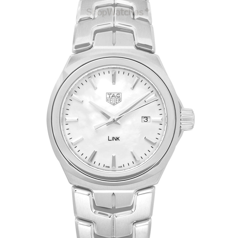 Shop Tag Heuer Link Quartz Mother of Pearl Dial Silver Steel Strap Watch for Women - WBC1310.BA0600 in USA
