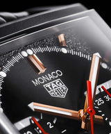 Tag Heuer Monaco Automatic Chronograph Black Dial Black Leather Strap Watch for Men - CBL2180.FC6497 Buy Now By Tag Heuer
