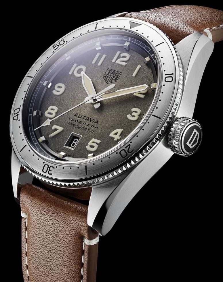 Tag Heuer Autavia Isograph Grey Dial Calfskin Brown Leather Strap Watch for Men - WBE5111.FC8267 Buy Now By Tag Heuer