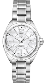 Shop Tag Heuer Formula 1 Quartz Mother of Pearl White Dial Silver Steel Strap Watch for Women - WBJ1418.BA0664 in USA