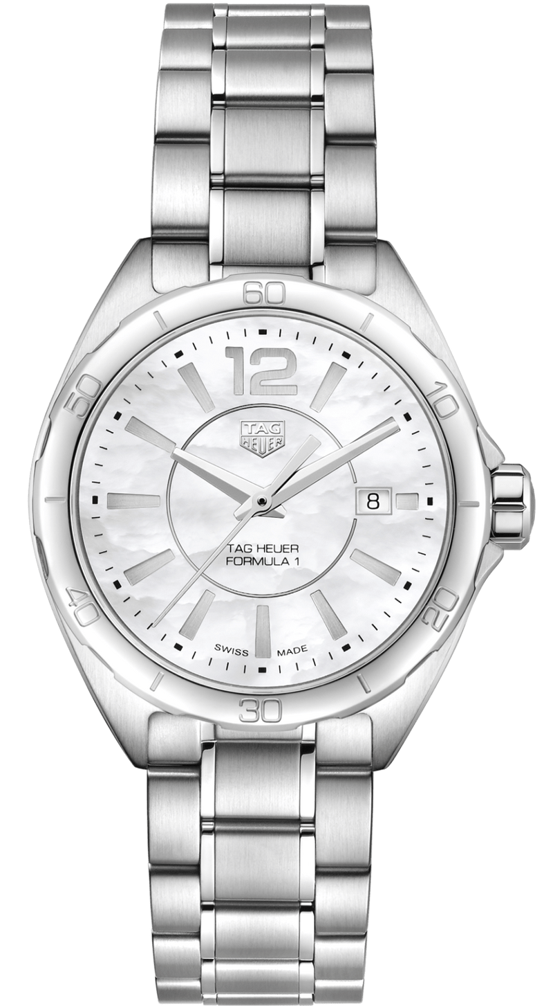 Shop Tag Heuer Formula 1 Quartz Mother of Pearl White Dial Silver Steel Strap Watch for Women - WBJ1418.BA0664 in USA