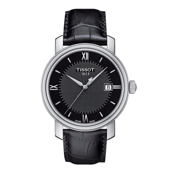 Shop Tissot T Classic Bridgeport Black Dial Black Leather Strap Watch For Men - T097.410.16.058.00 in USA