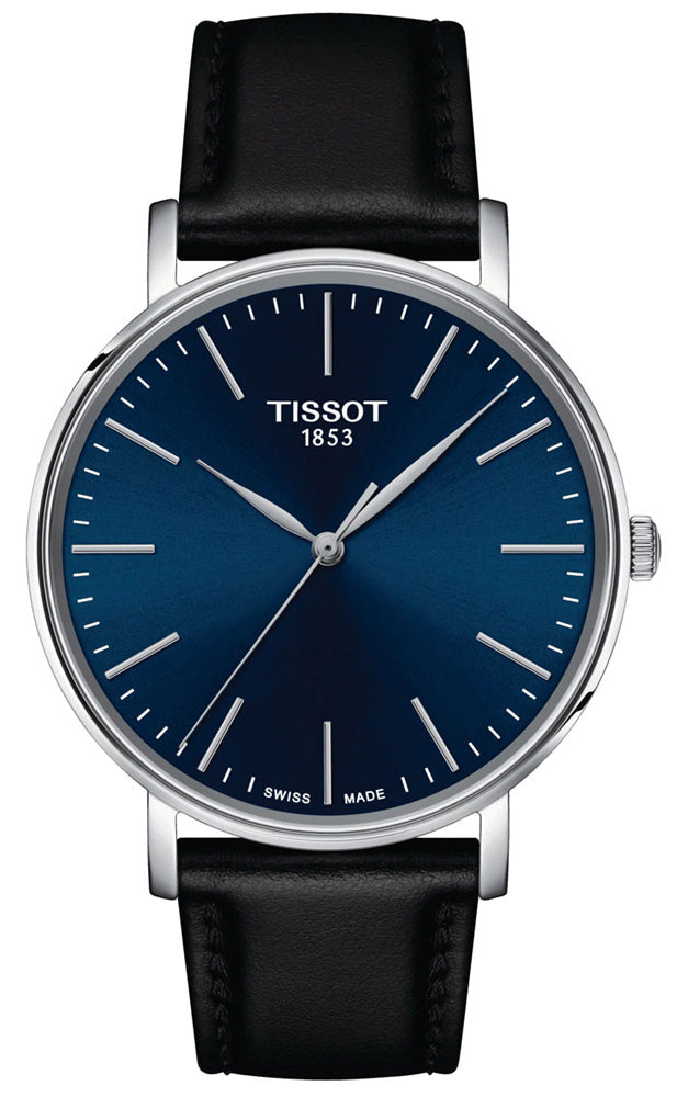 Tissot Everytime Gent Blue Dial Black Leather Strap Watch for Men - T143.410.16.041.00 Buy Now By Tissot