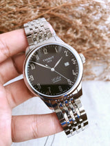 Tissot T Classic Powermatic 80 Black Dial Silver Steel Strap Watch For Men - T41.1.483.52 Buy Now By Tissot
